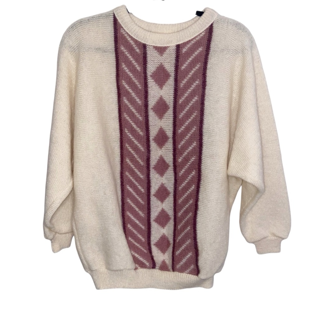 Vintage Alafoss Sweater Womens Large Wool Icewool Icelandic Geometric 60s 70s